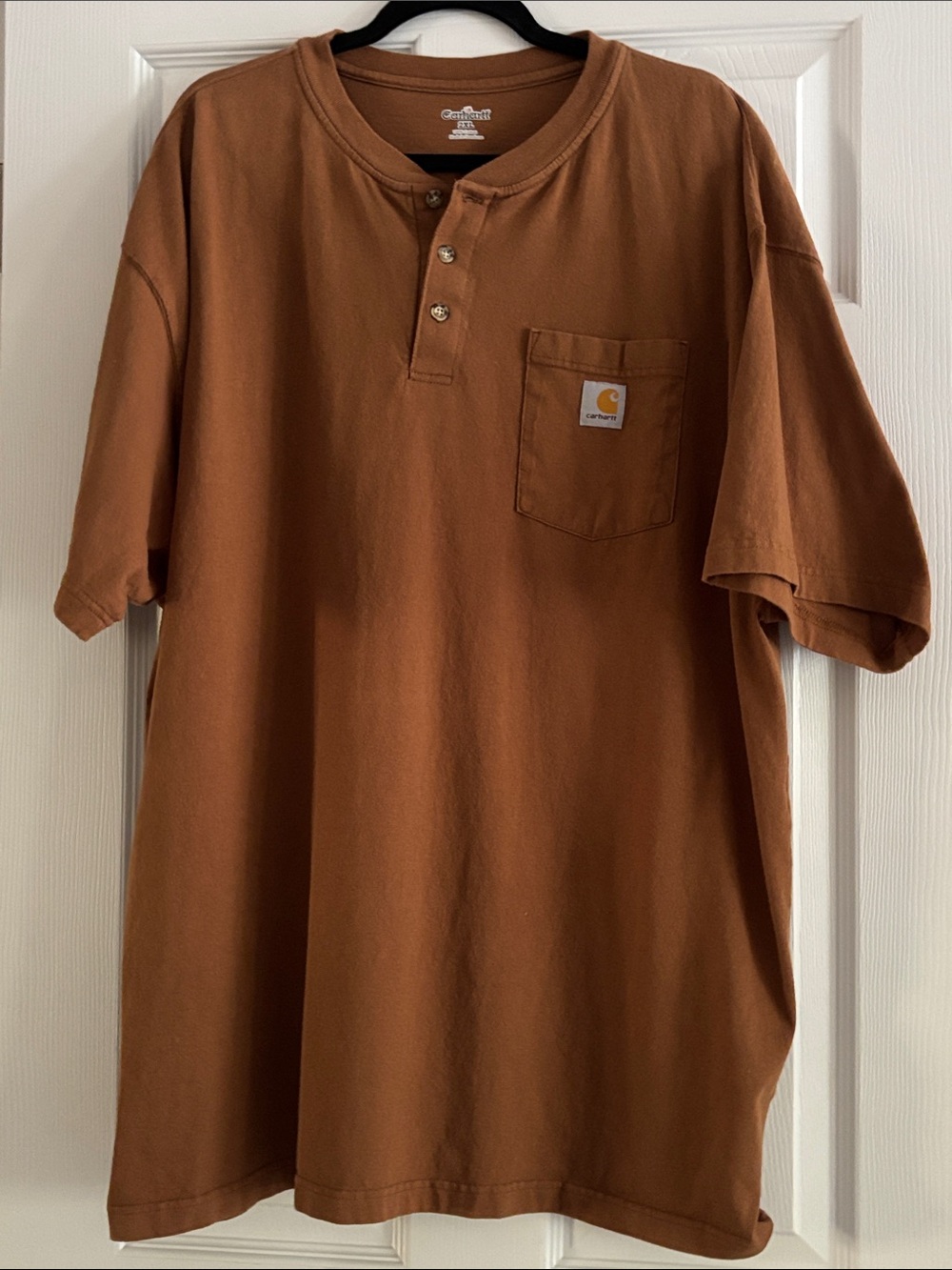Carhartt Men’s Chest Pocket Henley in Rust Brown